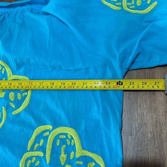 Gretchen Scott Twombly Floral Embroidered Top Size XLarge blue green - Picture 5 of 9